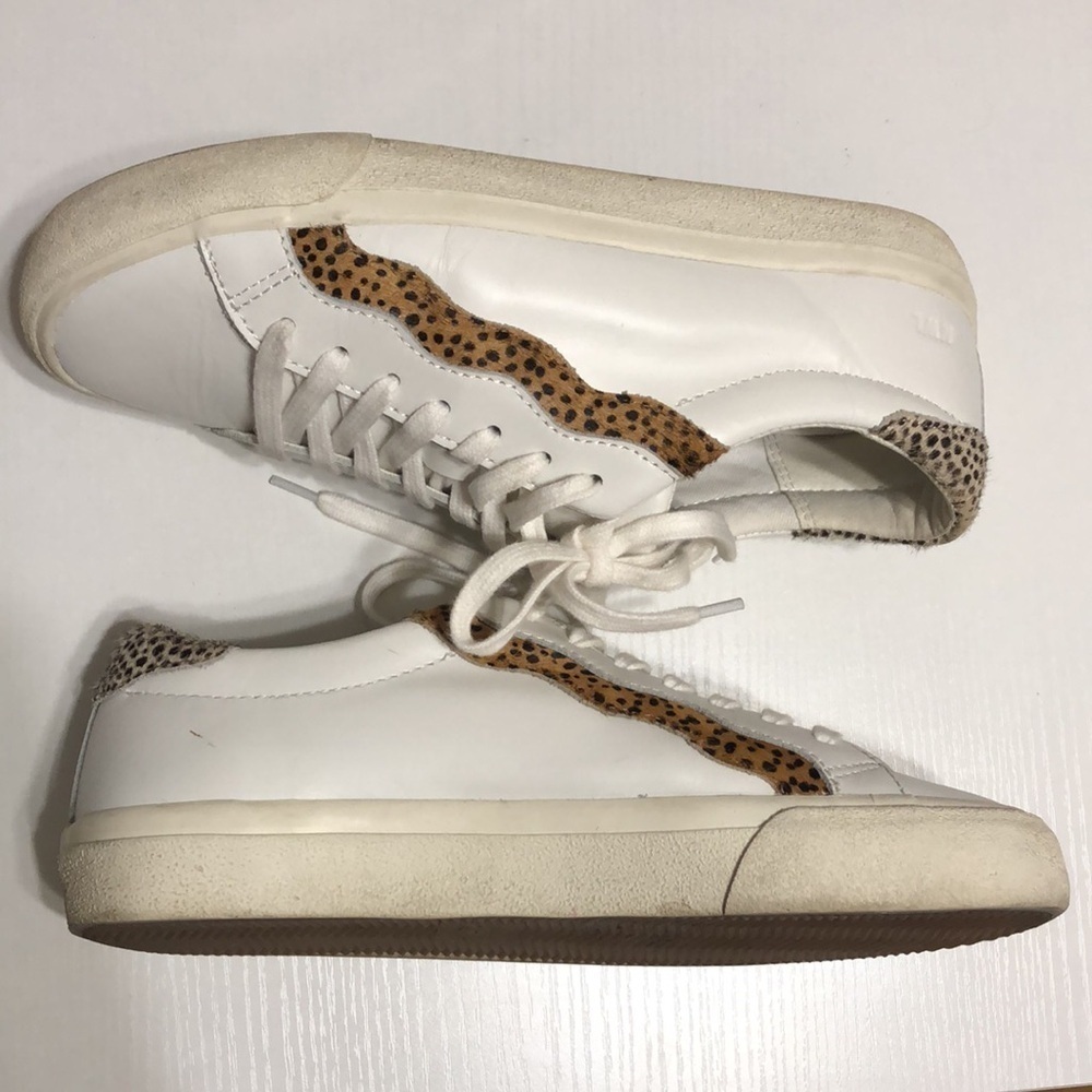 Women’s Madewell Sidewalk Low-Top Calf Hair Animal Print Leather Sneakers Size 8 - Picture 6 of 12
